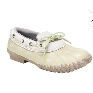 Jambu JBU Gwen Garden Ready Duck Shoe Ws 7 M Honeydew Floral Brushed Vegan Suede